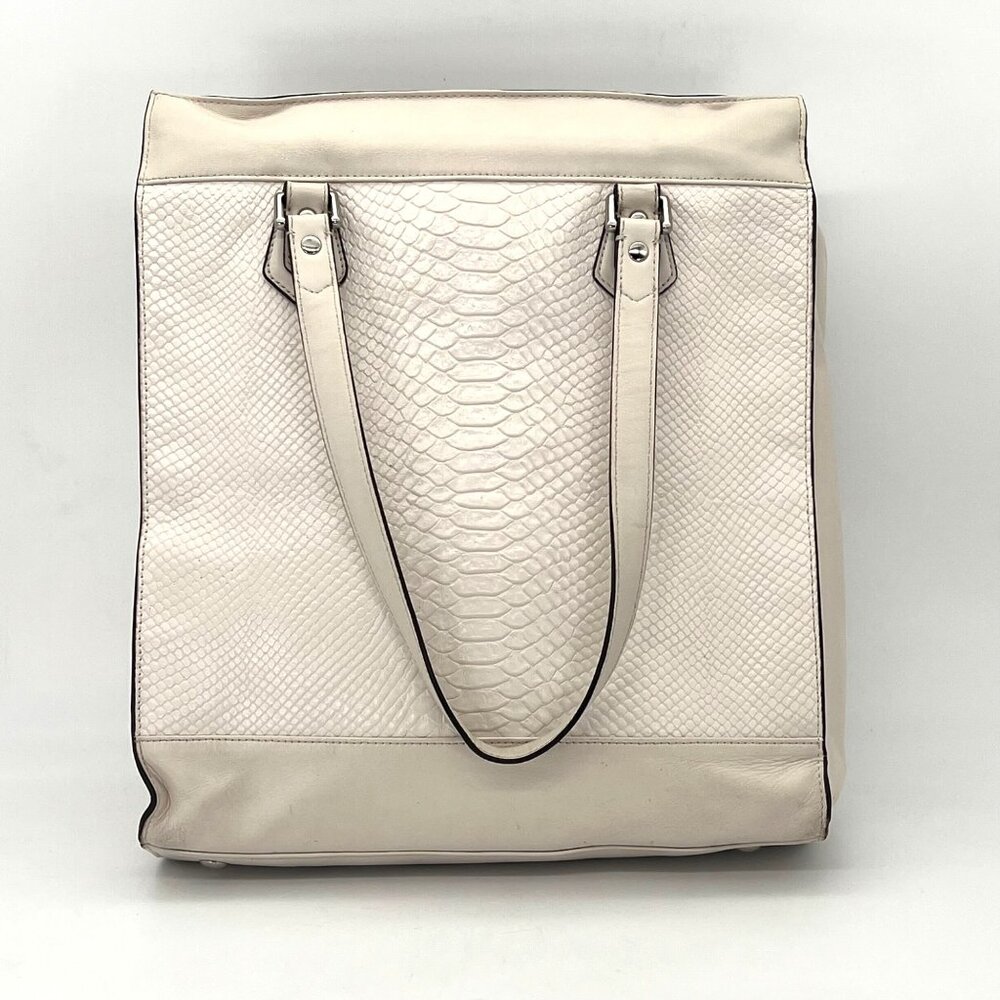 Coach Charlie Embossed Python Leather Tote Shoulder Bag Purse Beige White F28723 - Picture 4 of 16